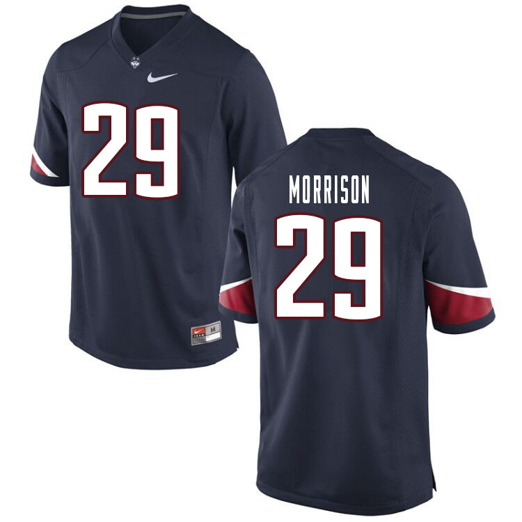 Men #29 Jordan Morrison Uconn Huskies College Football Jerseys Sale-Navy